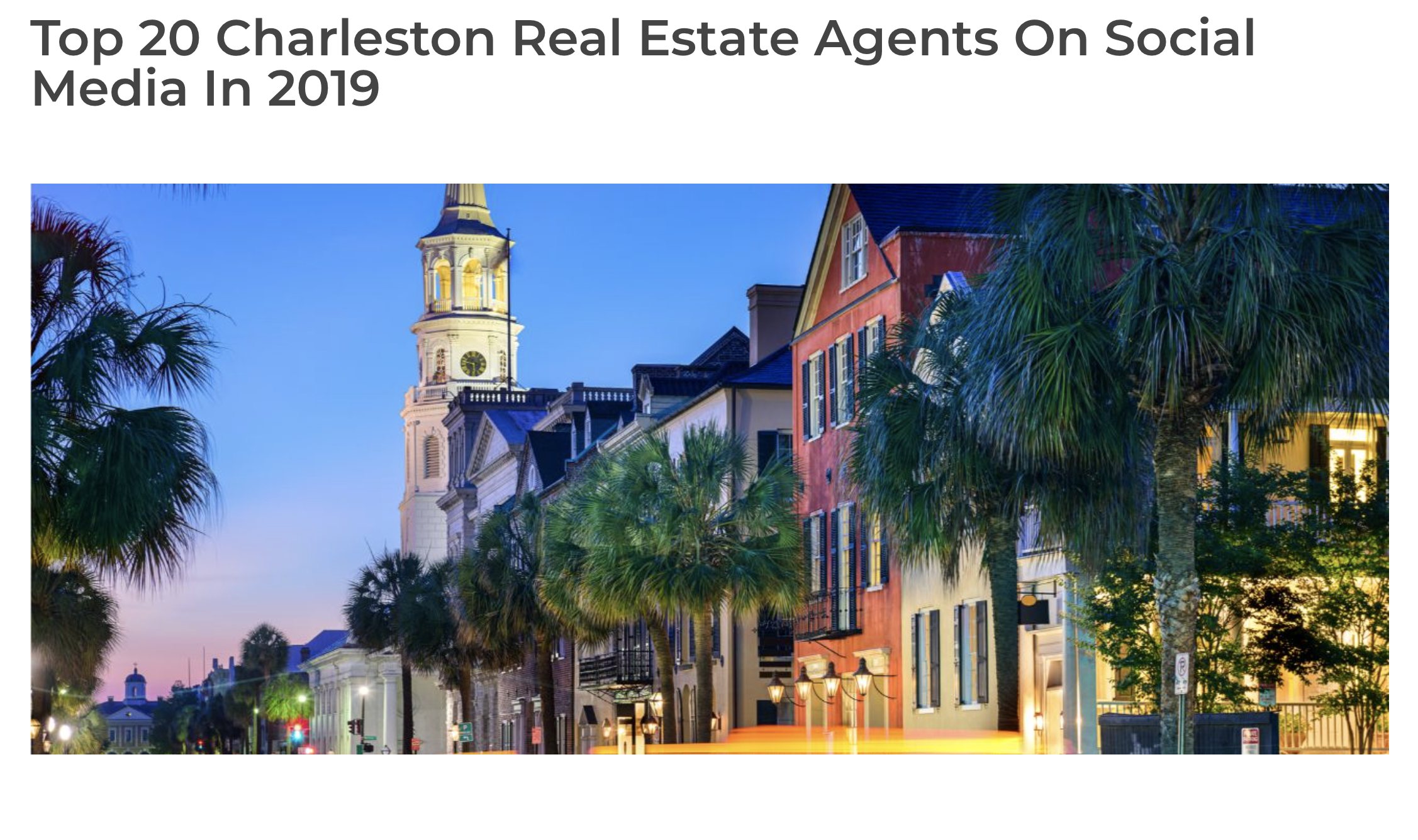 Top 20 Charleston Real Estate Agents on Social Media 2019!