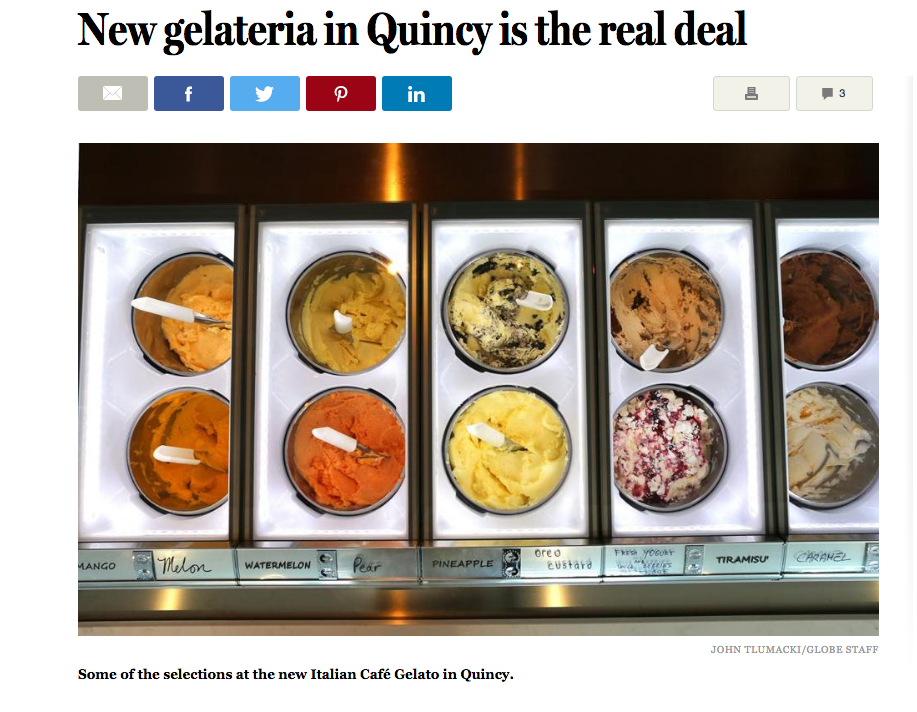 New Gelateria in Quincy Article