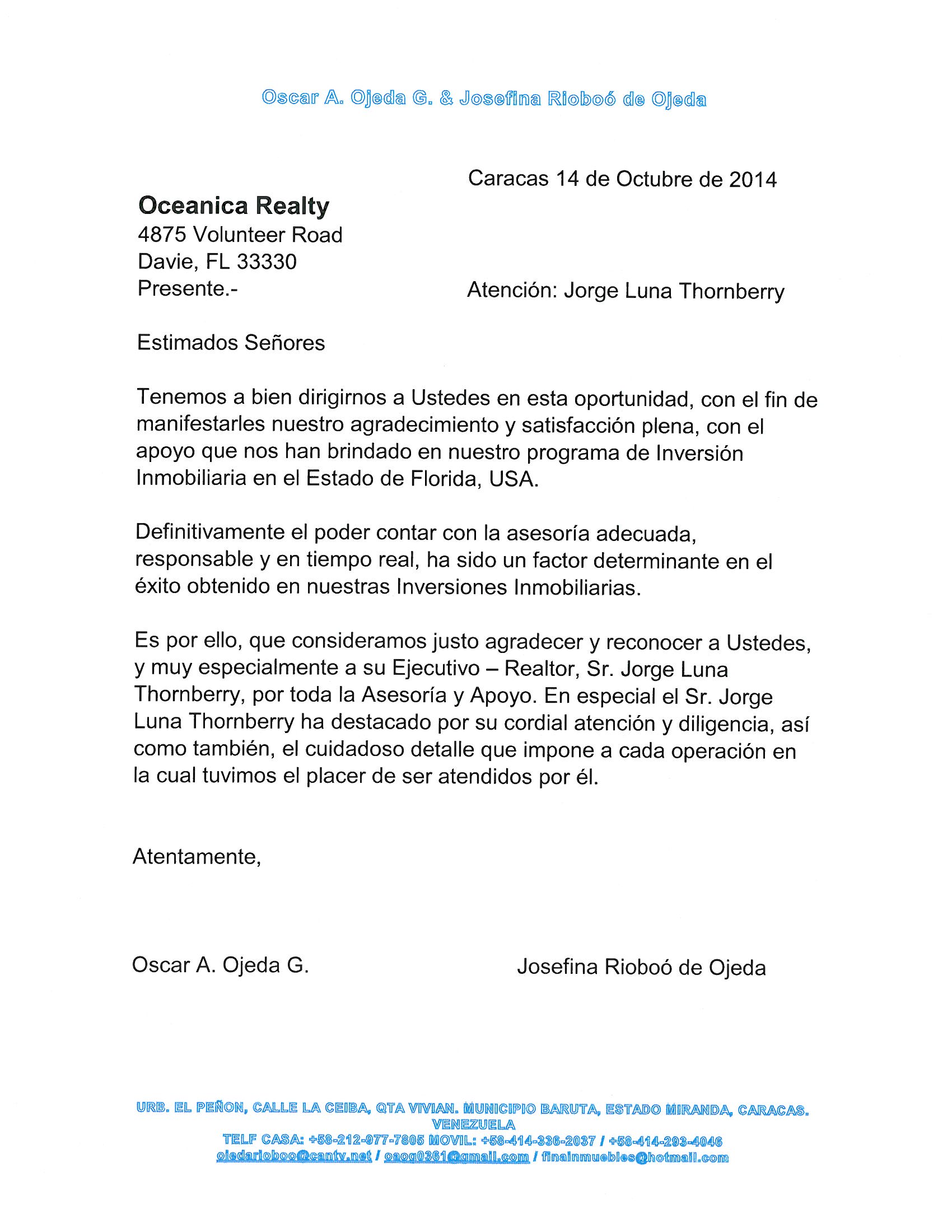 ...CON EL FIN DE MANIFESTARLES NUESTRO AGRADECIMIENTO Y SATISFACCION PLENA..
