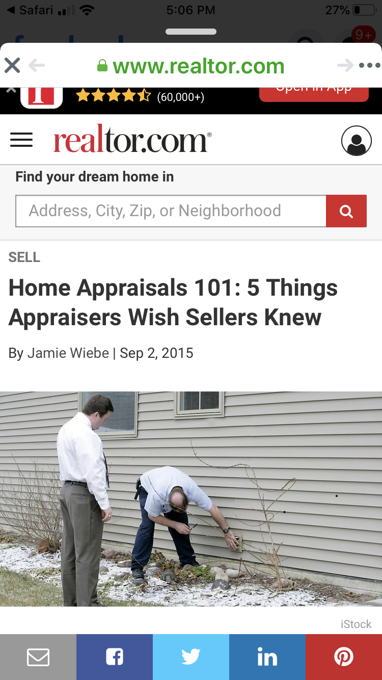 Things us Appraisers would like home sellers to know