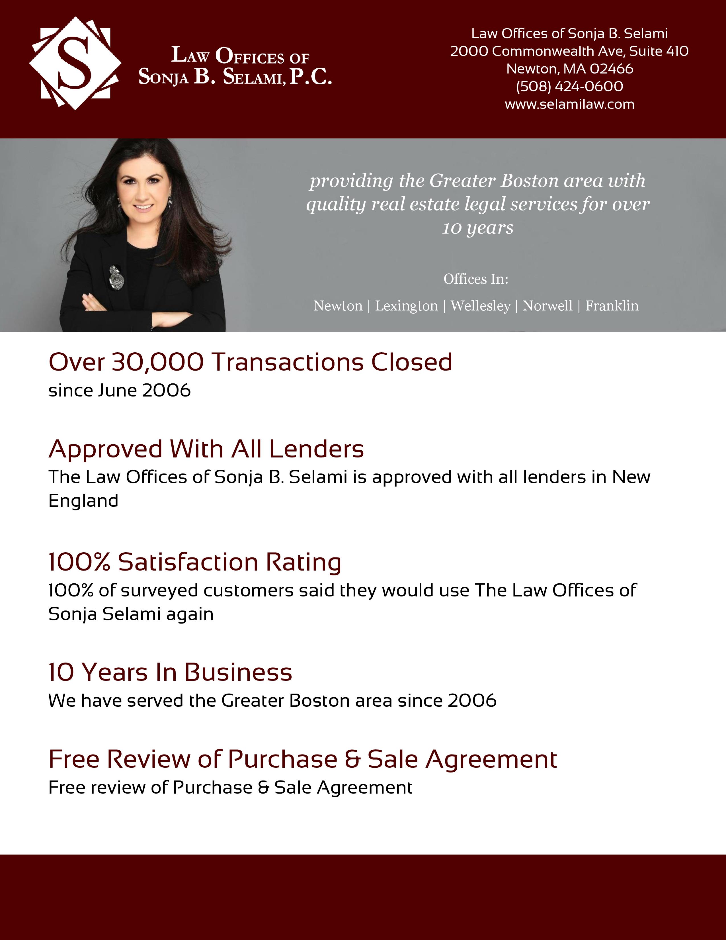 Law offices of Sonja B. Selami!!! Real Estate Attorney