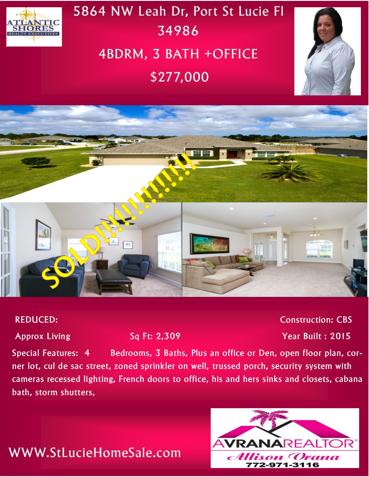 Sold Home, Great Price, Port St Lucie Florida Real Estate, 34986