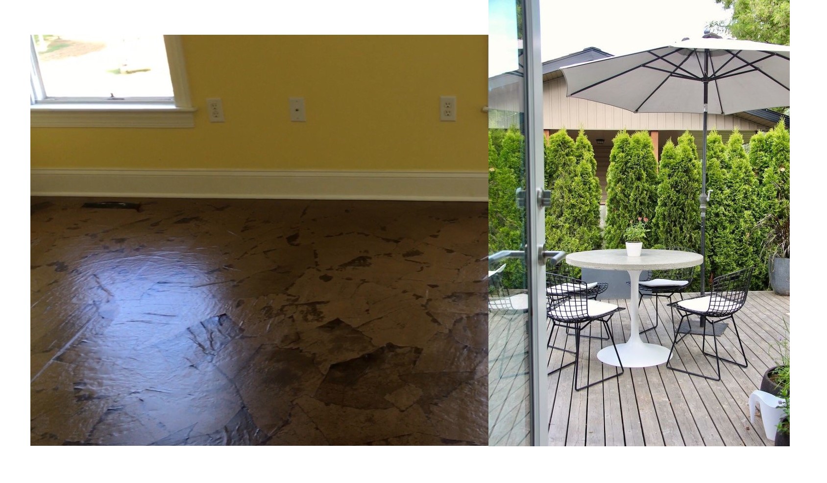 Inexpensive DIY Patio Table & Flooring Masterpieces.