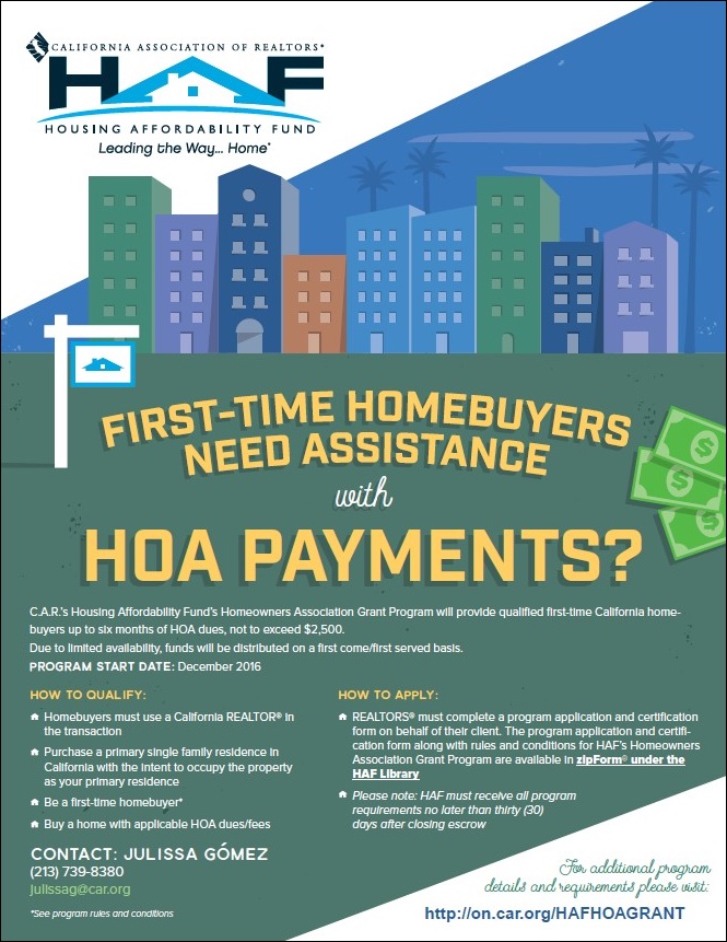 First Time Buyer - Grant to cover cost of HOAs! Read more here!