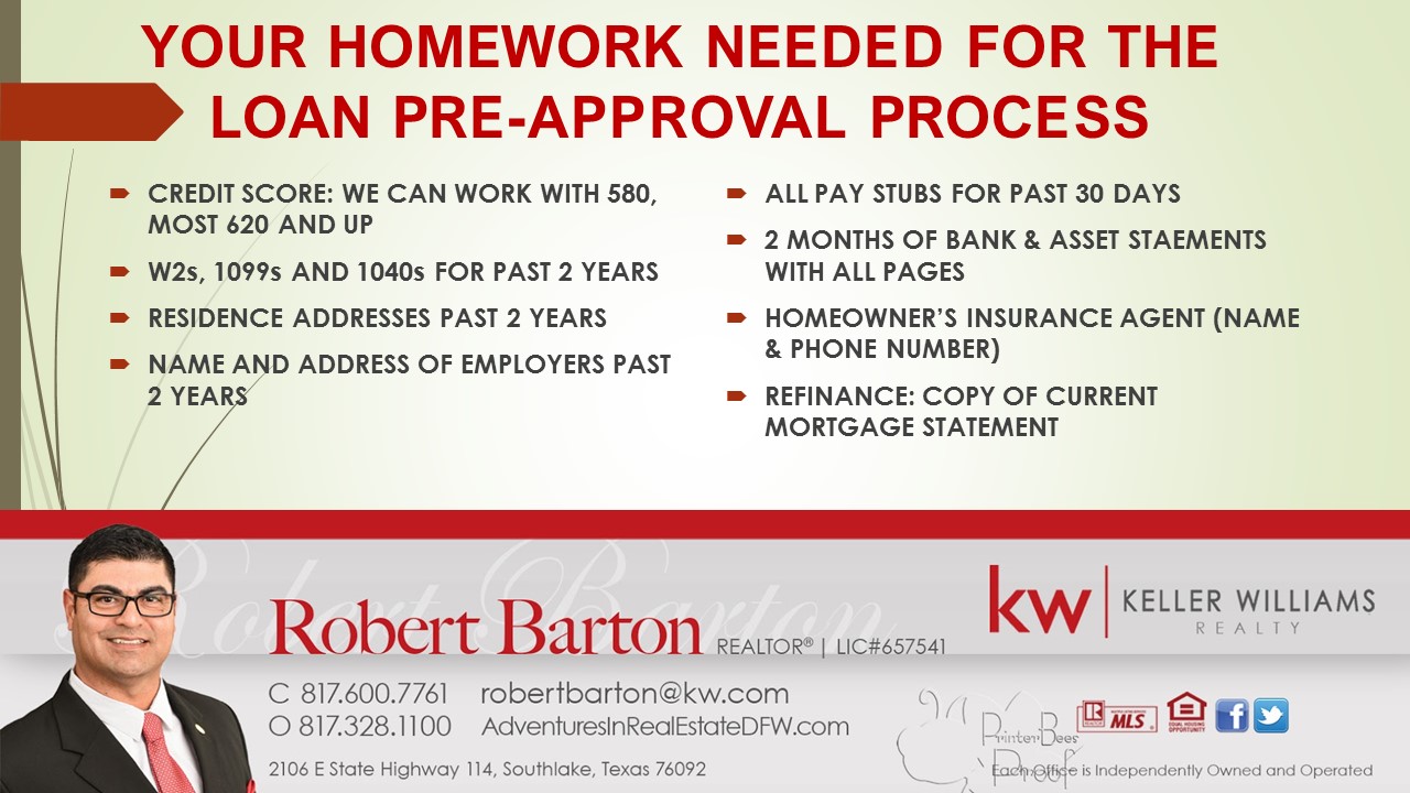 Buying a Home DFW, Tarrant, Parker; Step#2- Mortgage Pre-Approval