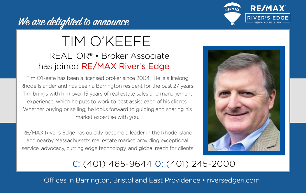 Welcome, Tim O'Keefe, REALTOR® to RE/MAX River's Edge!