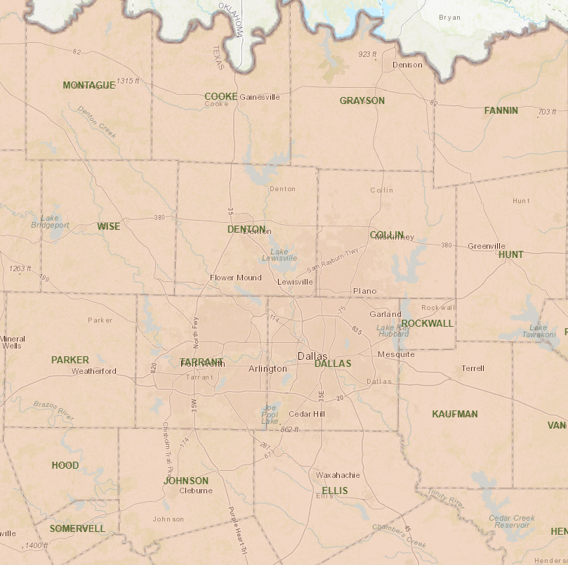 Map of North Texas