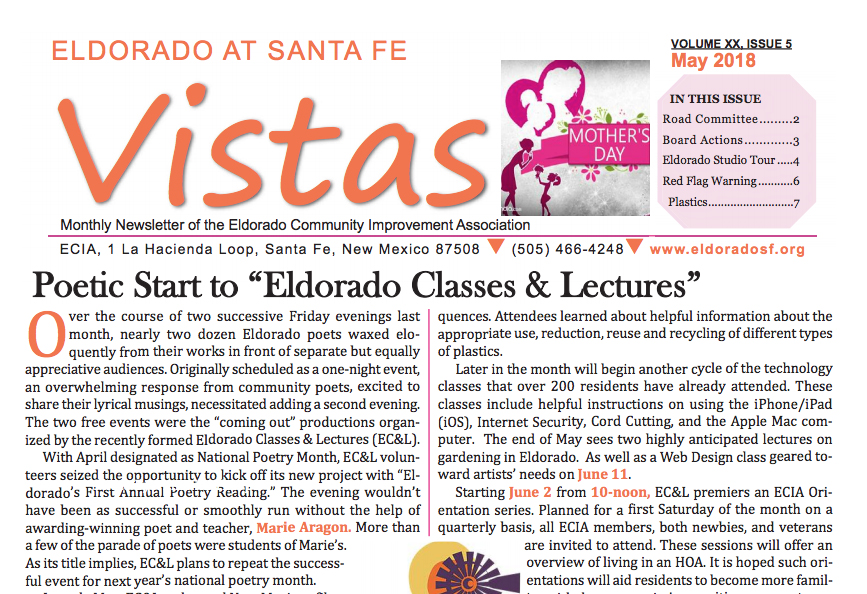 May Vistas Community Newsletter now available