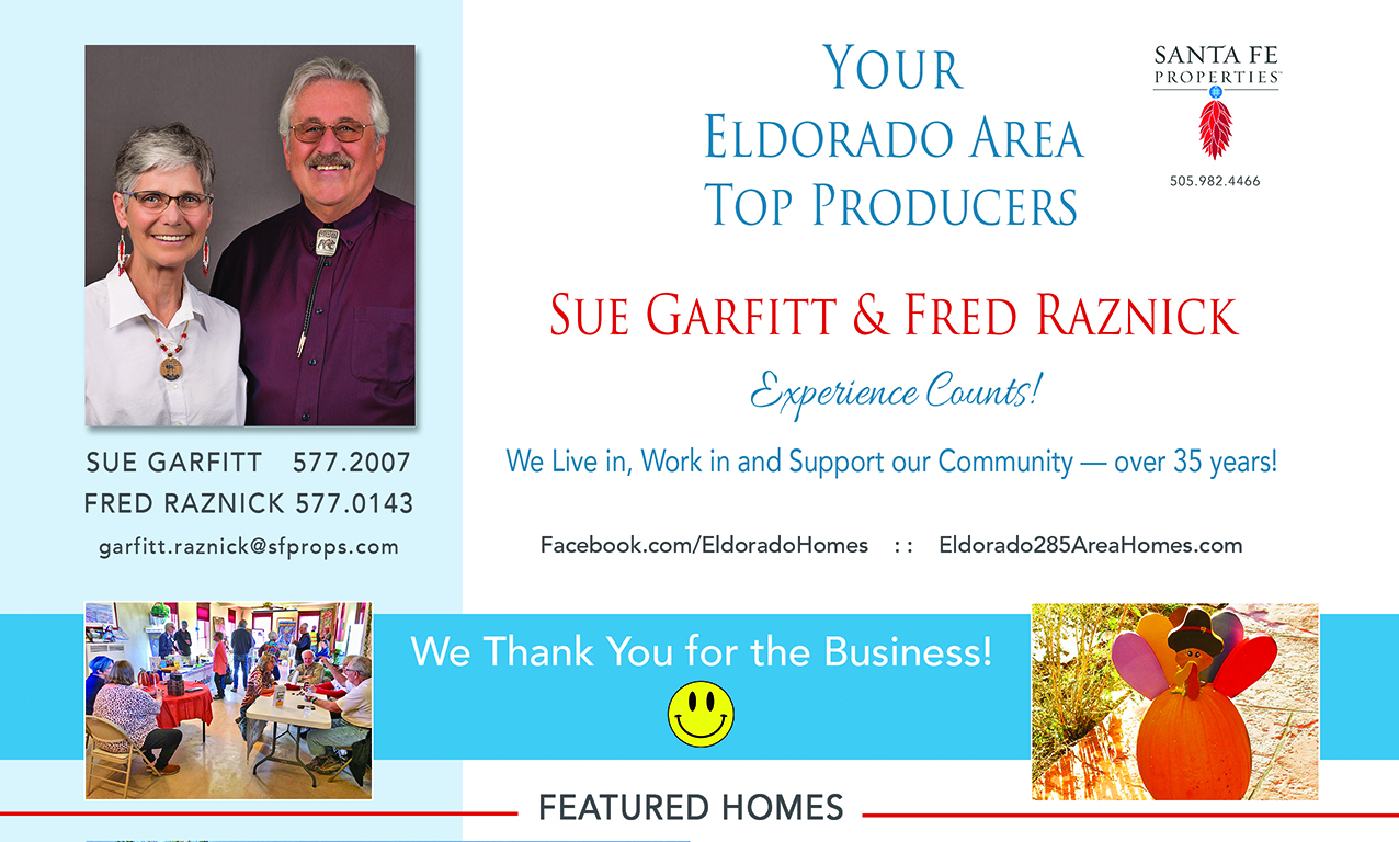 Look for our ad in the November issue of Eldorado Living
