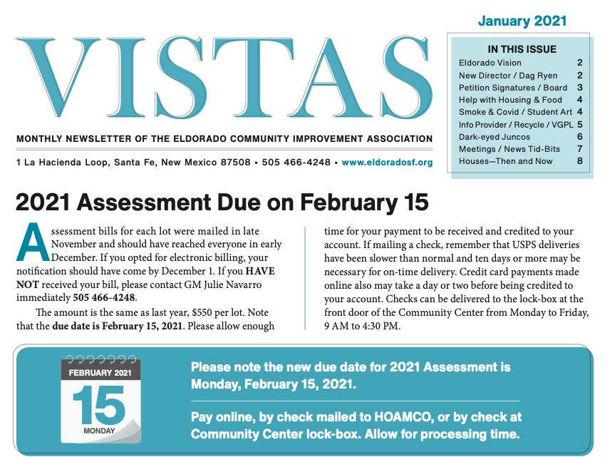 January Vistas Community Newsletter Now Available