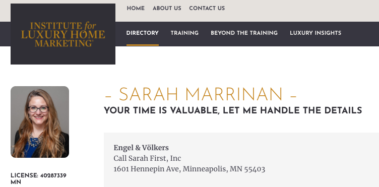 luxuryhomemarketing.com/member Sarah Marrinan