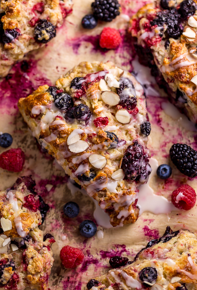 Triple Berry Buttermilk Scones - Baker By Nature