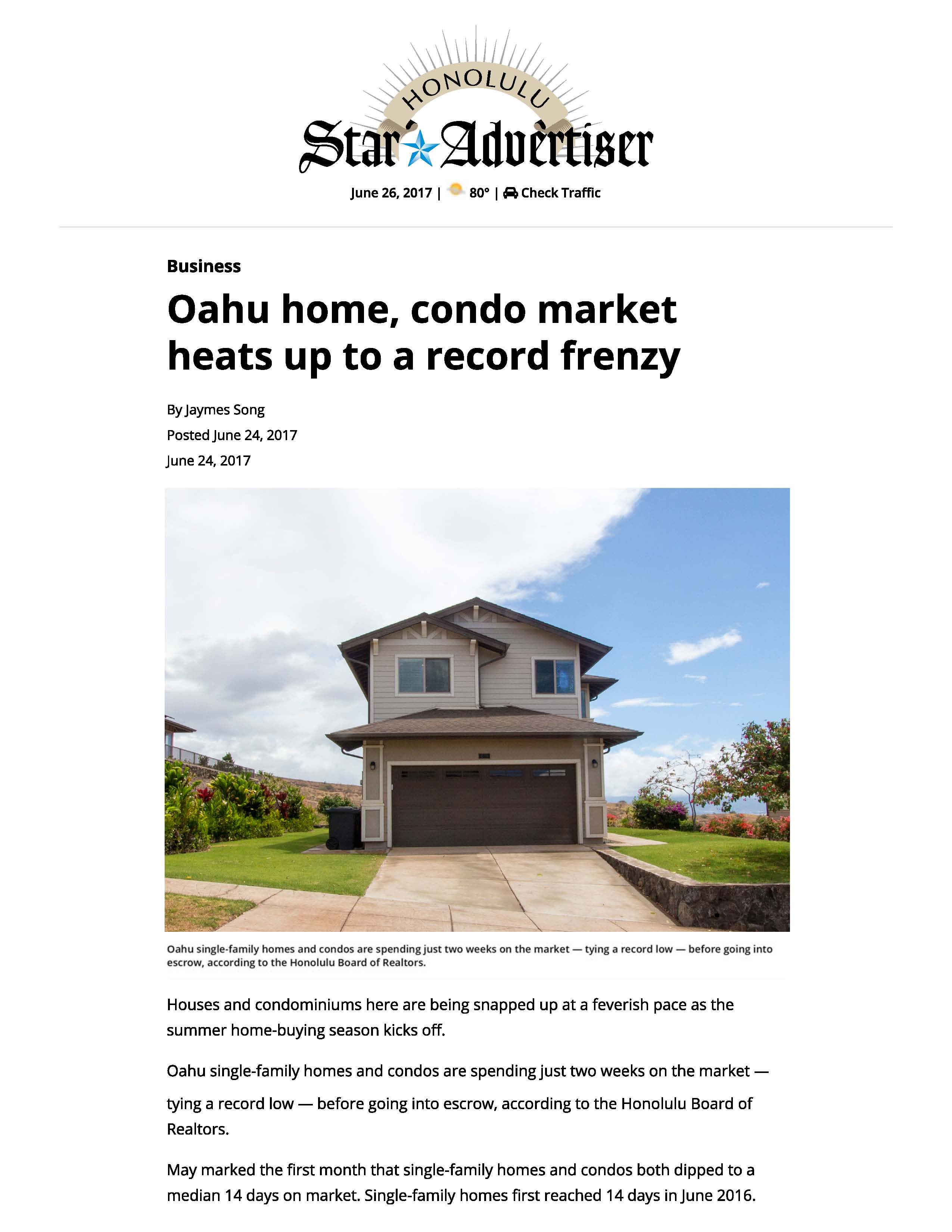 Oahu Home, Condo Market Heats Up to a Record Frenzy - Honolulu Star Advertiser
