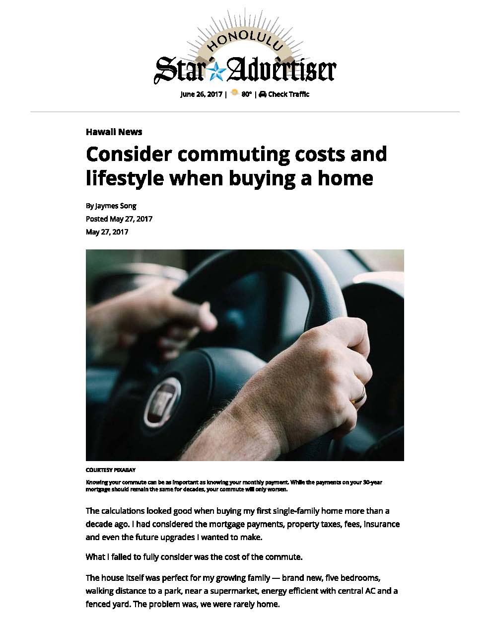 Consider Commuting Costs and Lifestyle When Buying a Home - Honolulu Start Advertiser