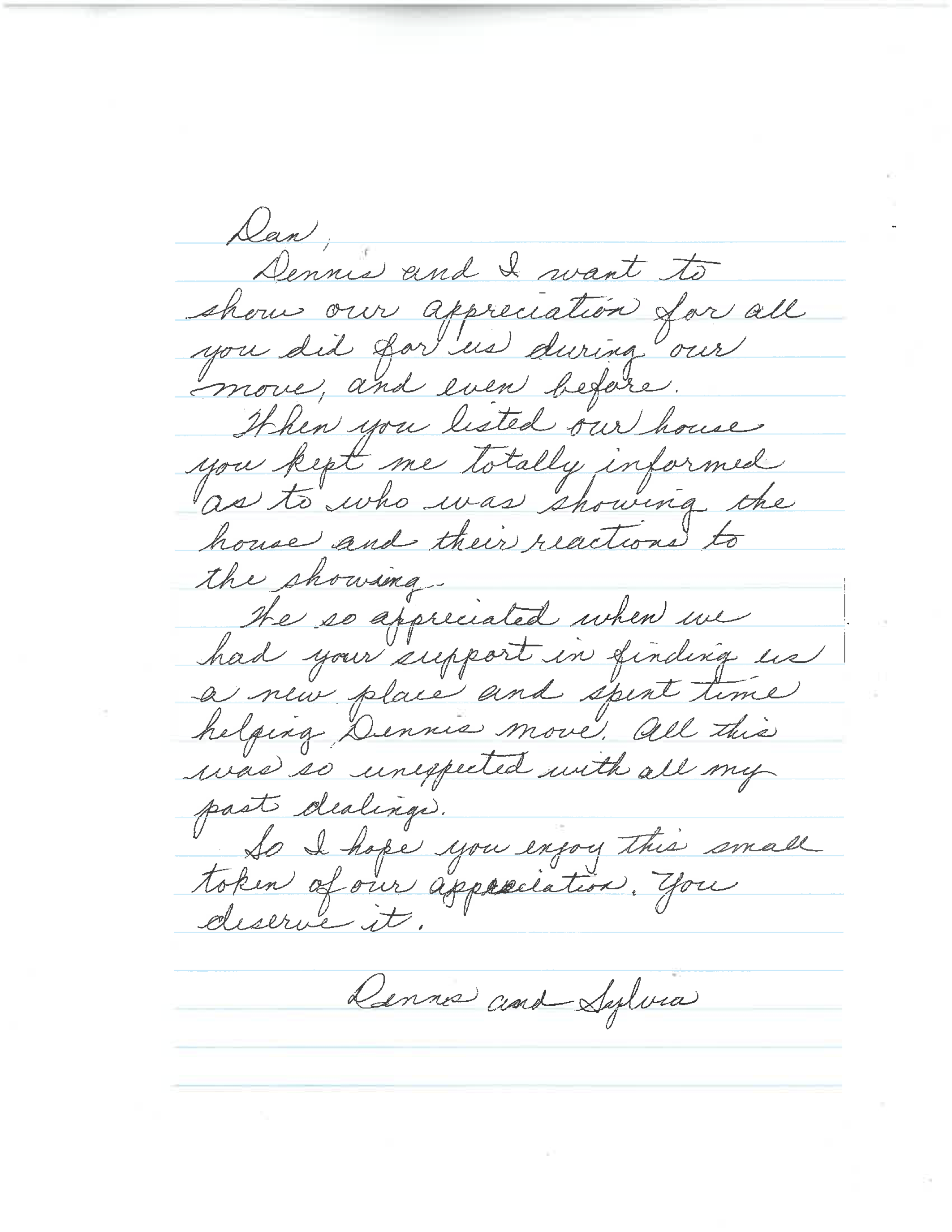 A Letter of Appreciation