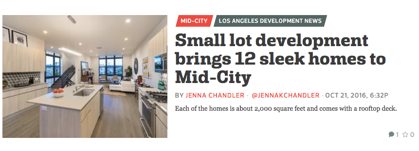 VUE Urban Homes Featured on Curbed LA