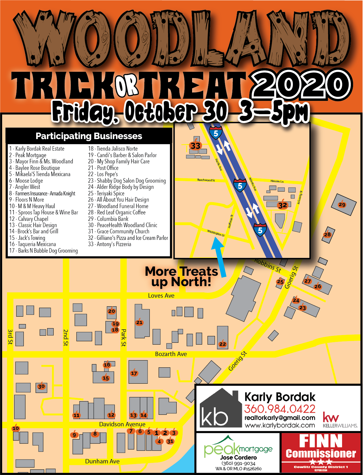 Downtown Woodland 2020 Trick Or Treat Map