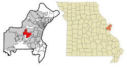 Graphic showing location of Town & Country Missouri