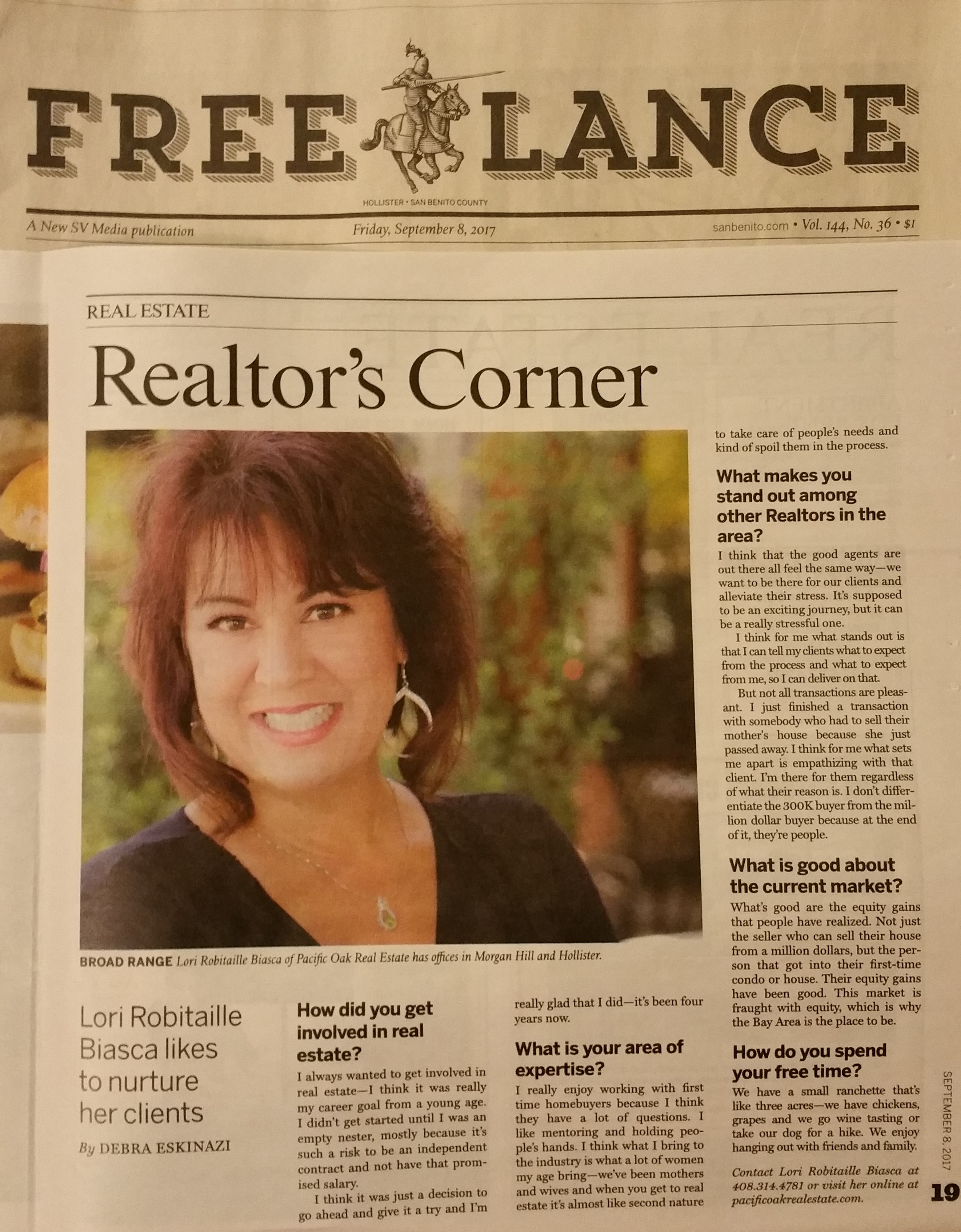 Lori in Realtor's Corner | Hollister Free Lance