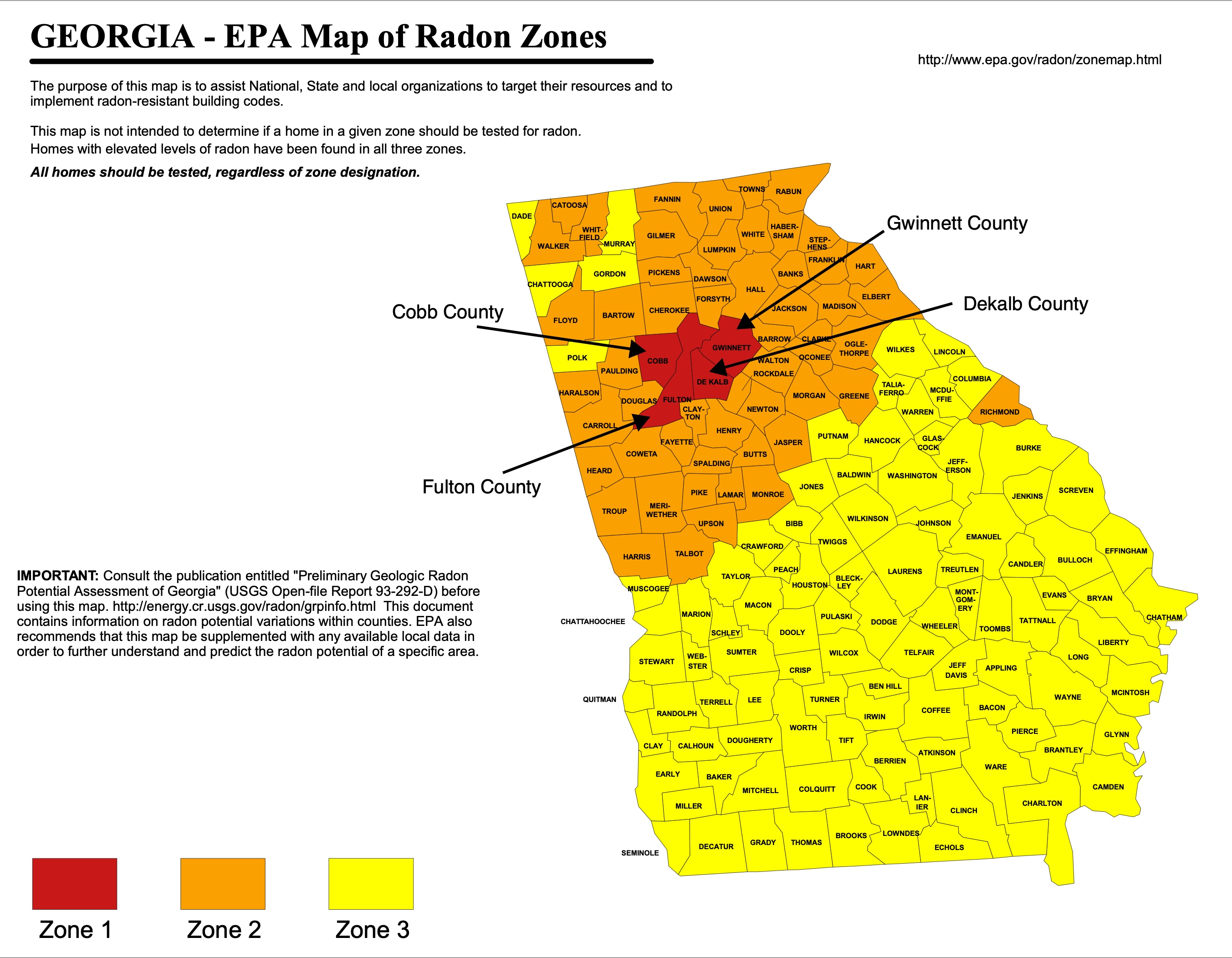 Georgia Radon Map