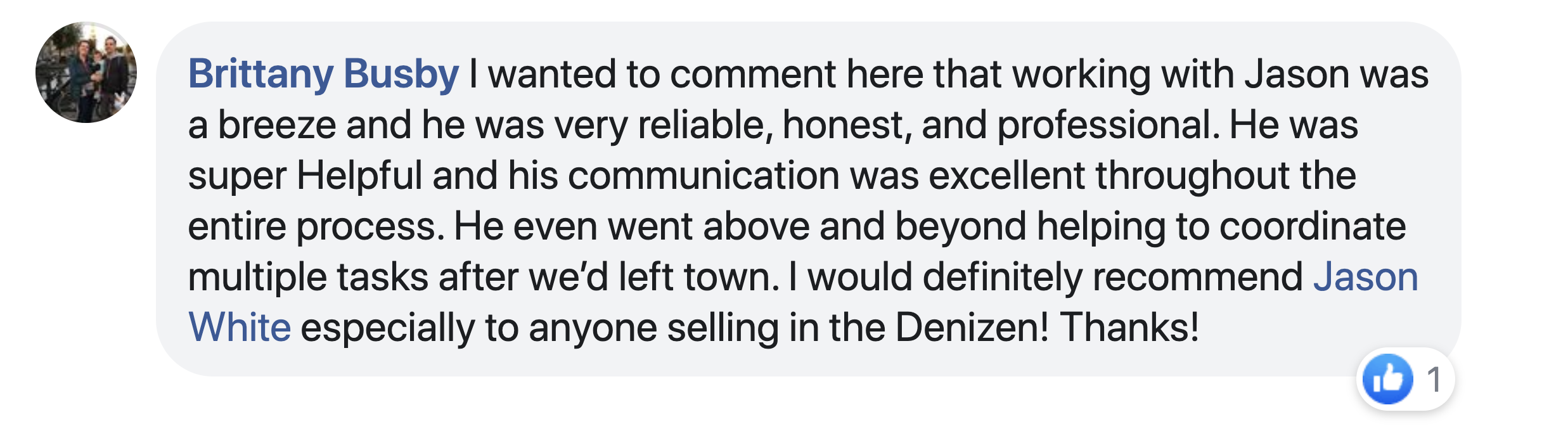 image of flat fee client review on facebook