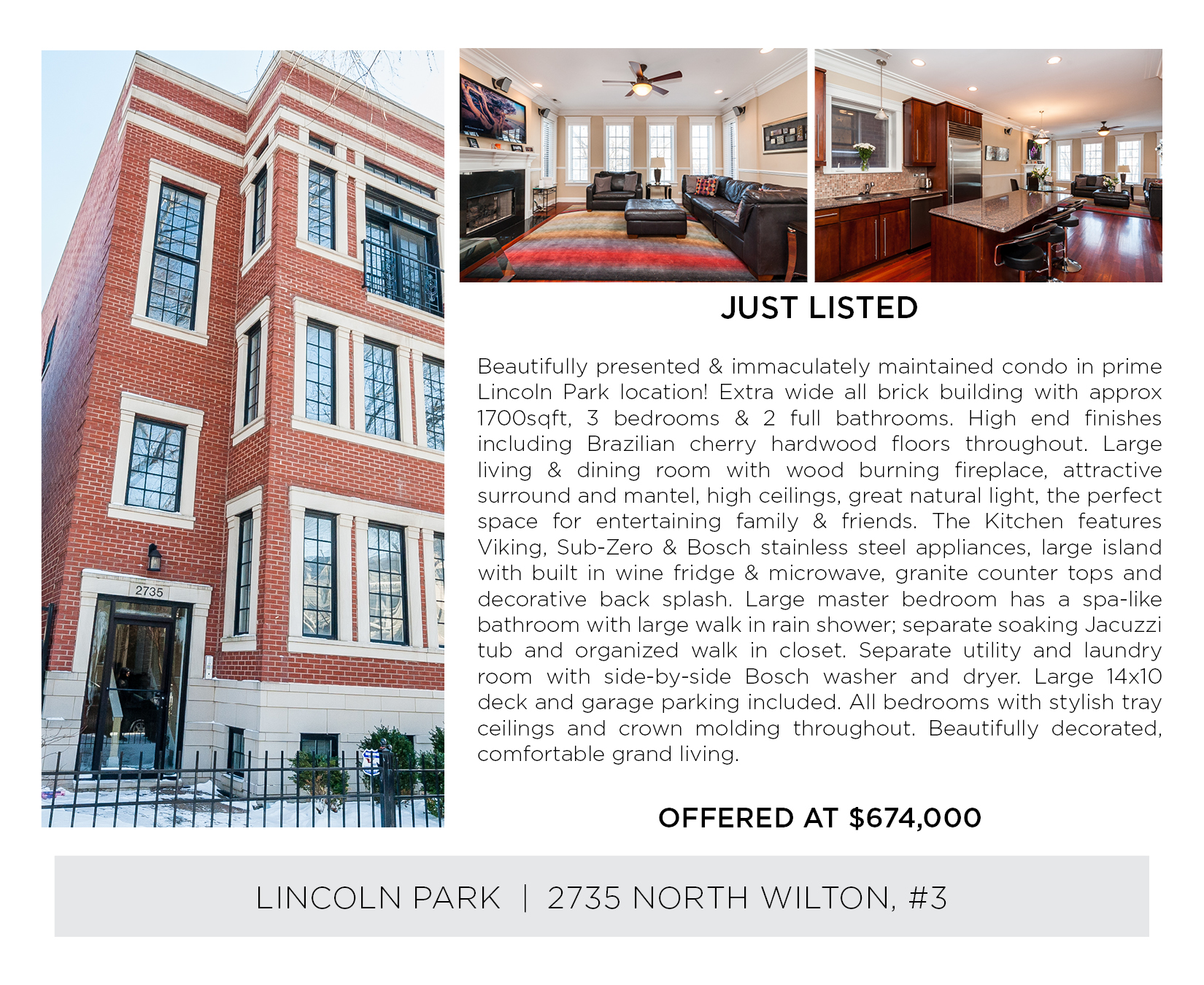 2735 N. Wilton Ave #2 - Luxury Lincoln Park Living Steps To El Train! NEW LISTING Opportunity