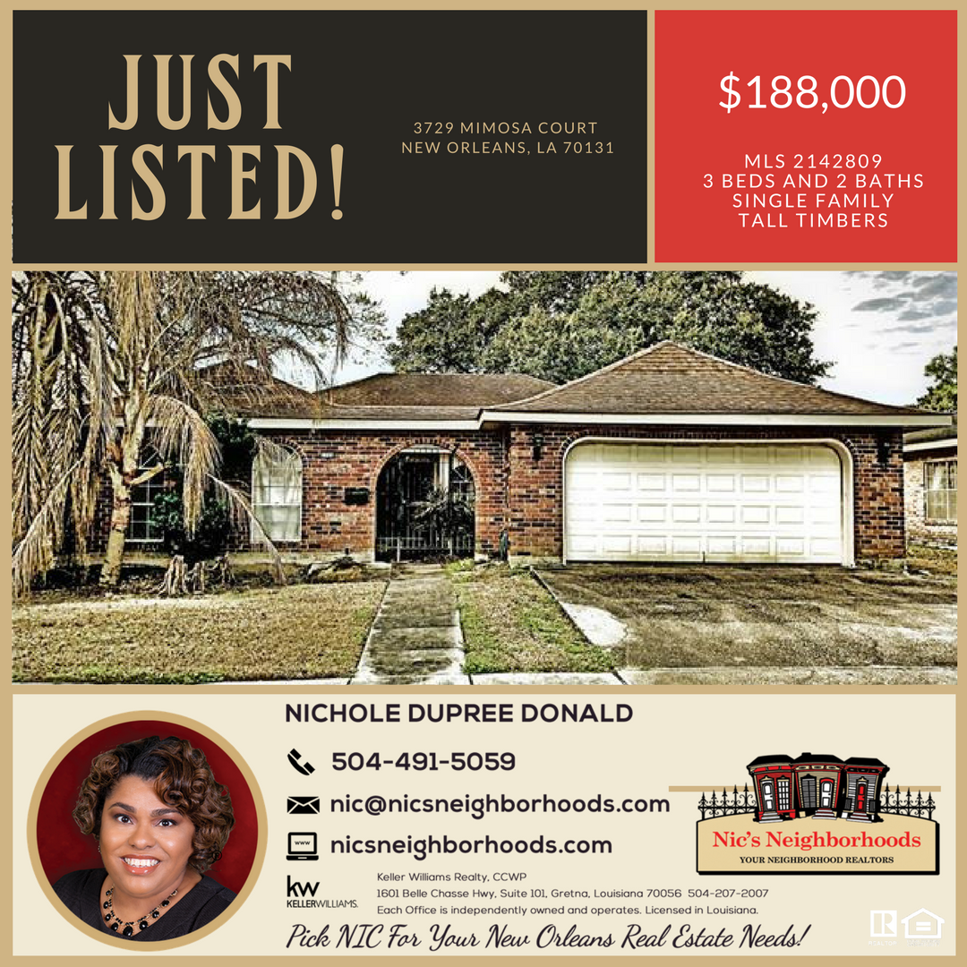New Listing - 3729 Mimosa Court, New Orleans, LA 70131