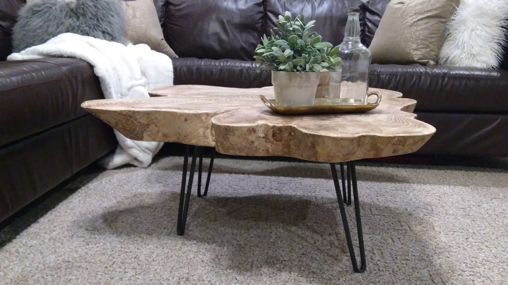 DIY Wooden Slab Coffee Table