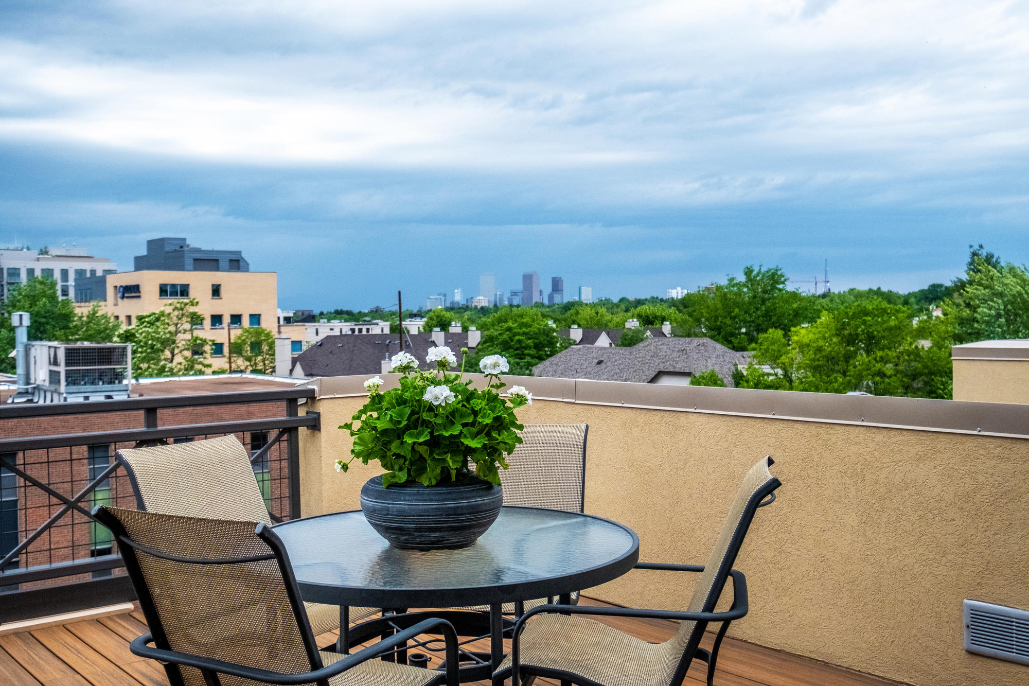 Roof top views of Denver and the Rockies
