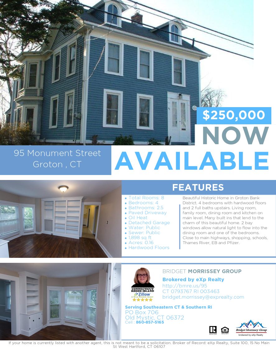 95 Monument Street in Groton for sale by Groton Realtor Bridget Morrissey