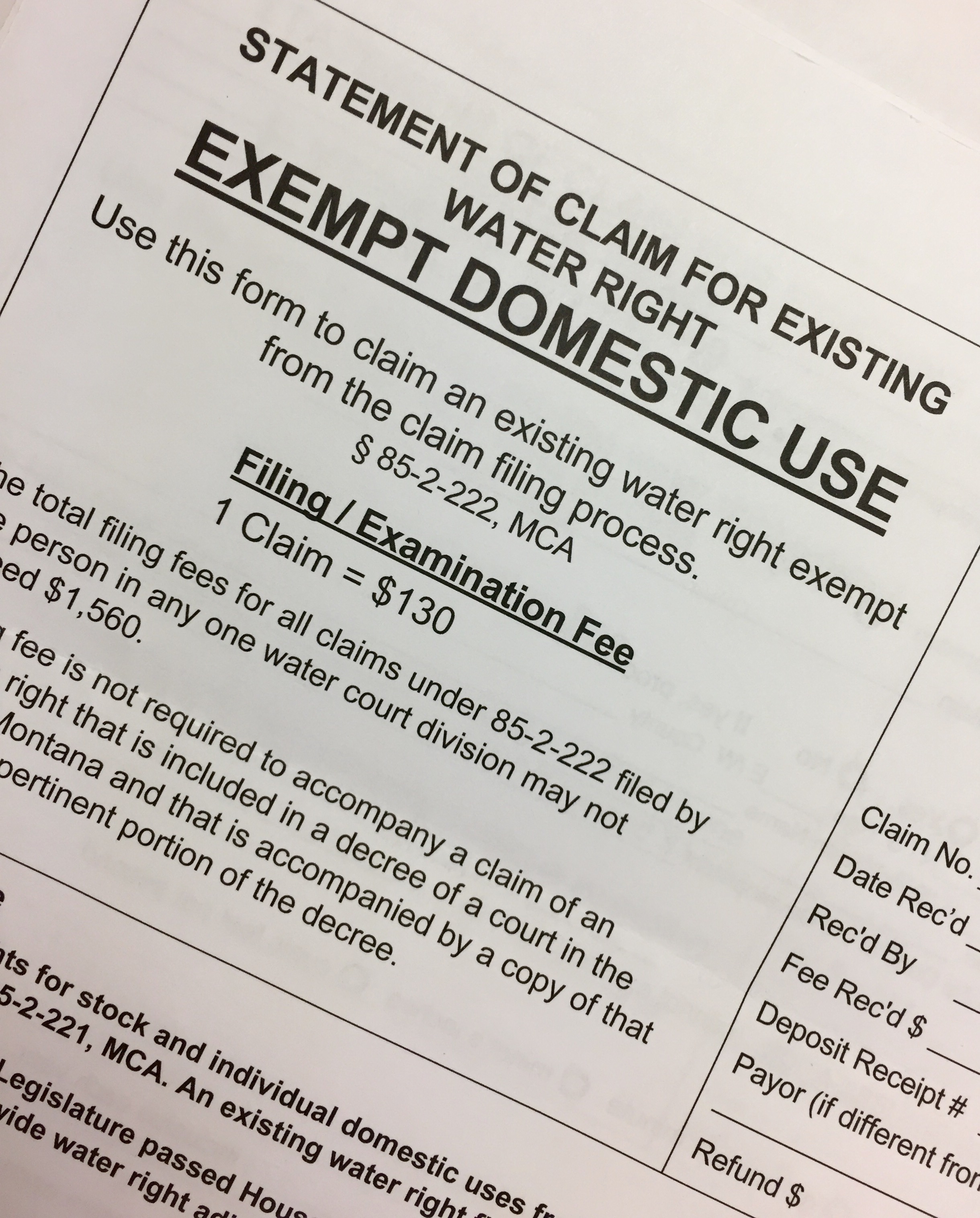 Your Water Rights & Statement of Claim