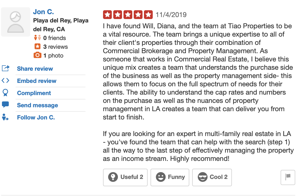 “If you are looking for an expert in multi-family real estate in LA — you’ve found the team that can help with the search!”