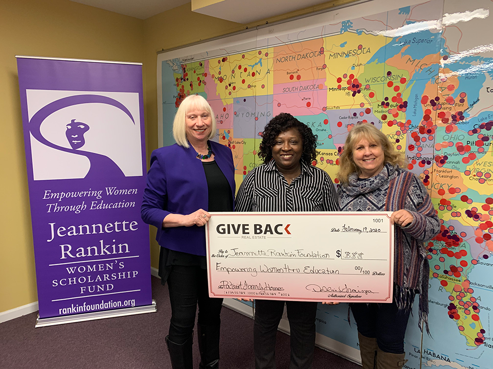 Debbie Grainger made a GIVE BACK to the Jeannette Rankin Women’s Scholarship Fund