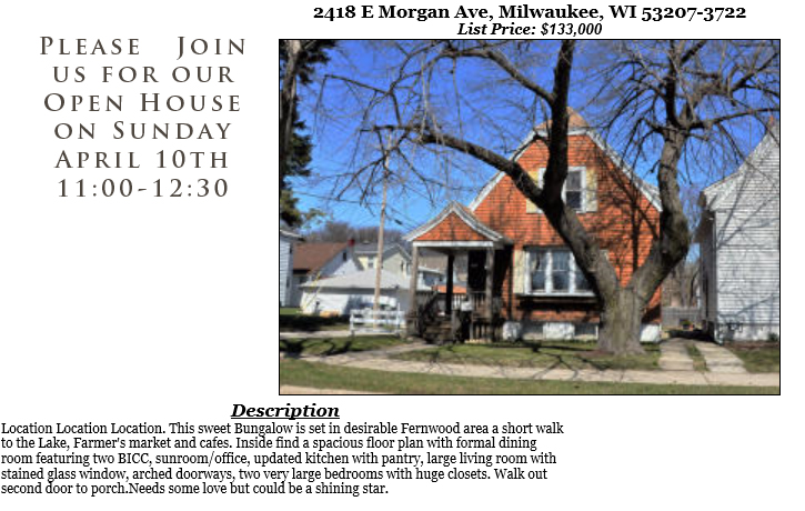 Open Houses Sunday April 10th