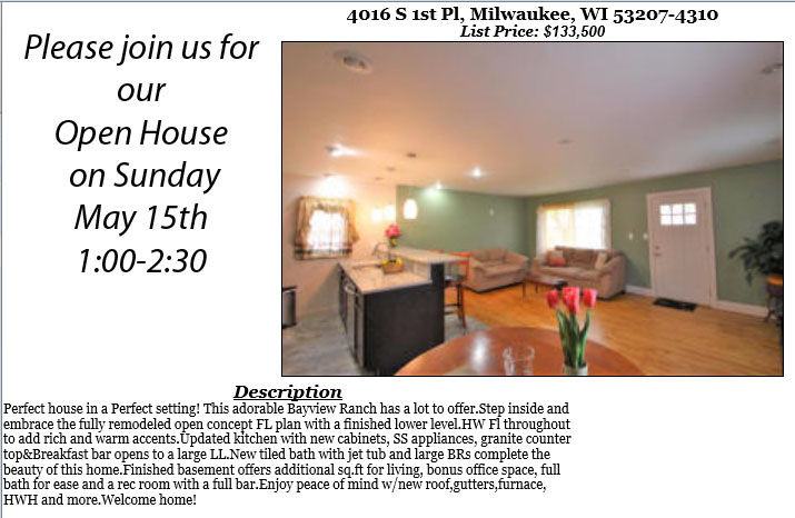 Open Houses Sunday May 15th