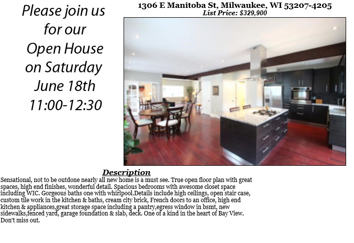 Open Houses Saturday June 28th