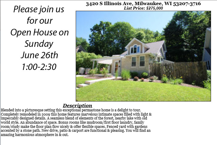 Open Houses Sunday June 26th