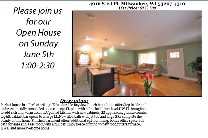 Open Houses Sunday June 5th