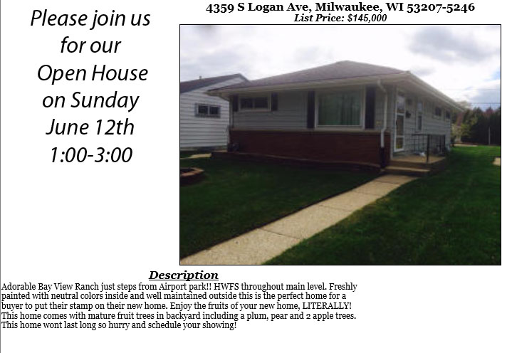 Open Houses Sunday June 12th