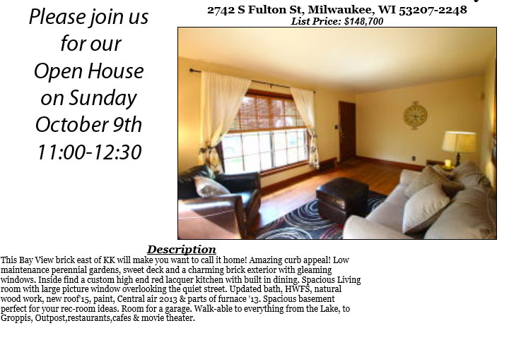 Open Houses Sunday October 9th