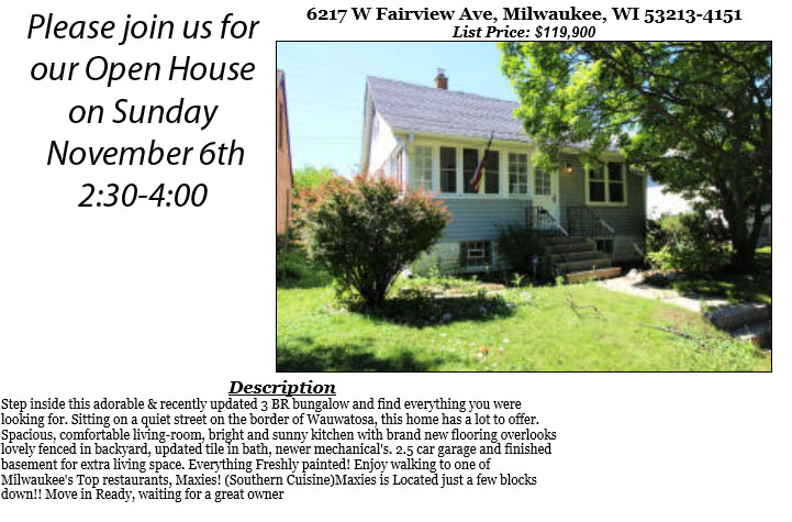 Open Houses Sunday November 6th