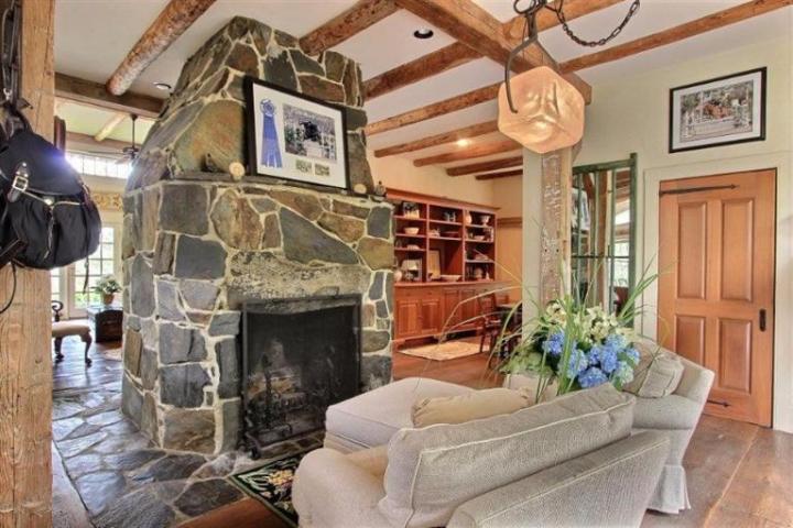Image of beautiful and unique fireplace at 4 Lookout Lane in Sandwich, Cape Cod MA