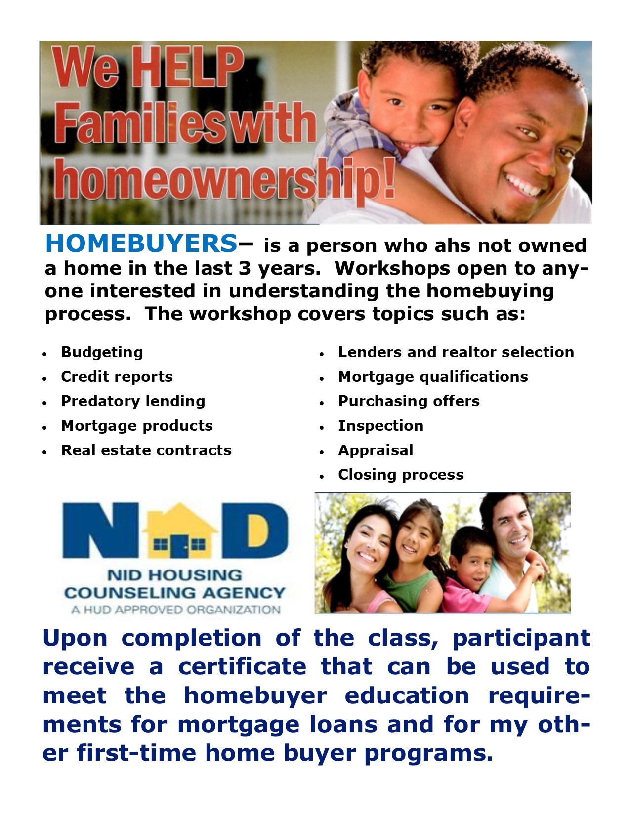 1st Time Home Buyer Education Workshop