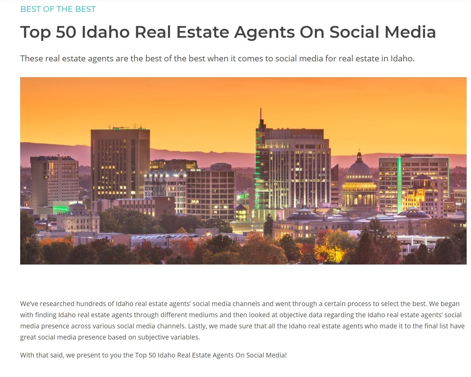 Top 50 Idaho Real Estate Agents On Social Media