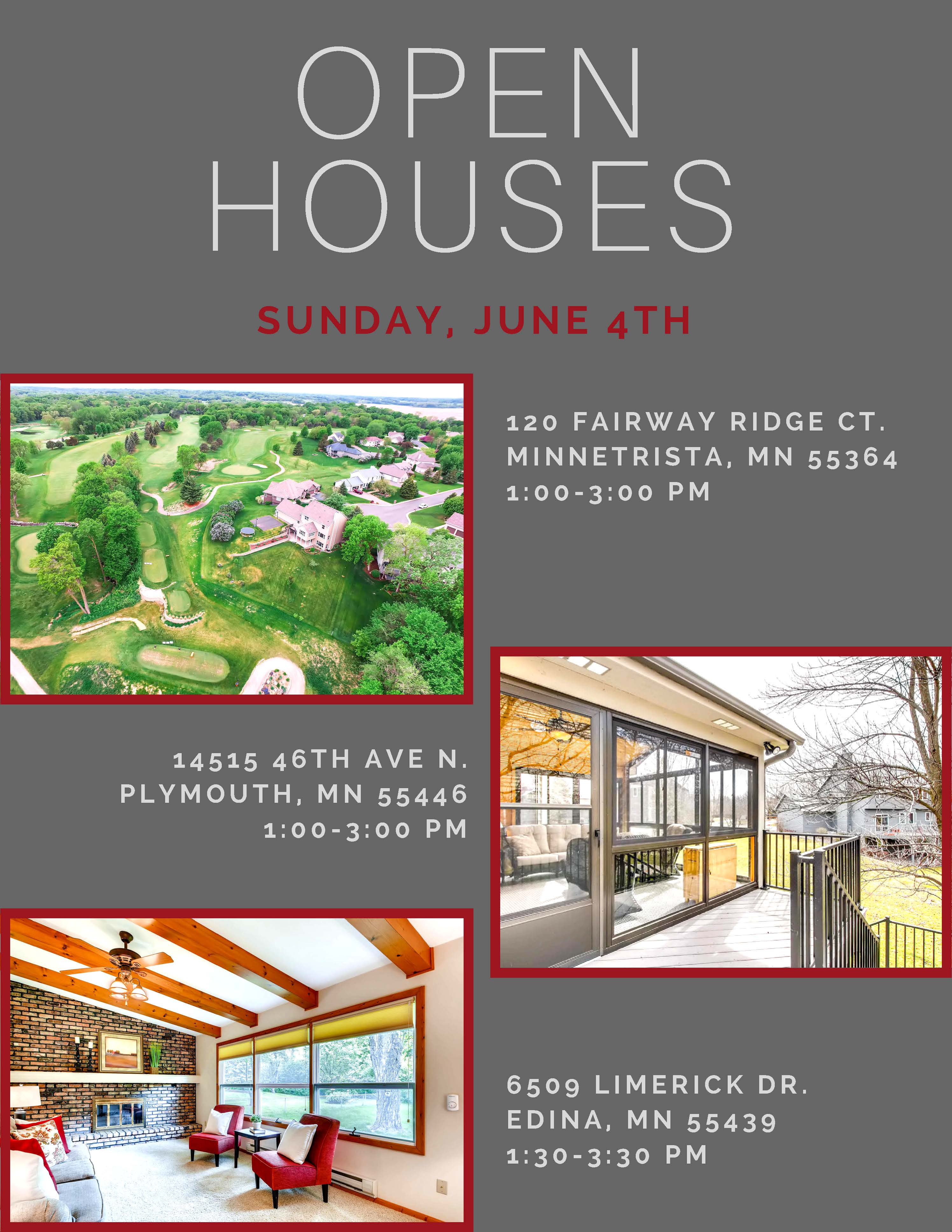 Three Open Houses: All between 400k-500k