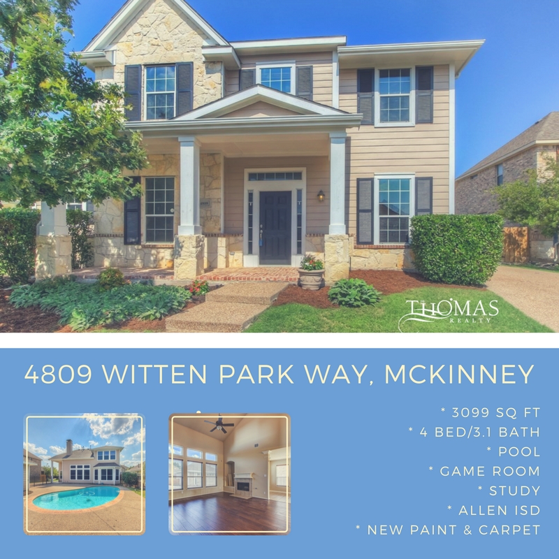 #HomeForSale 4809 Witten Park Way, McKinney