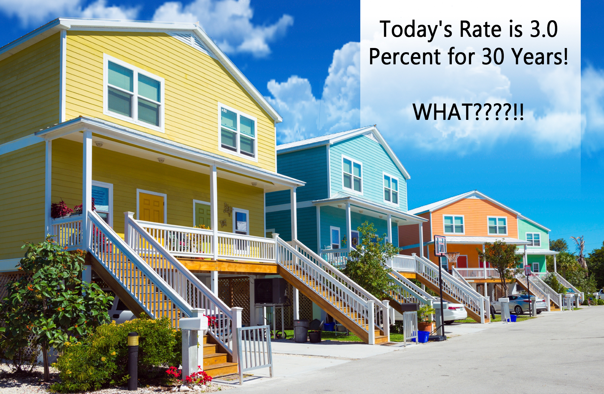 Today's rate is 3.0 percent for 30 years.  WHAT????!!