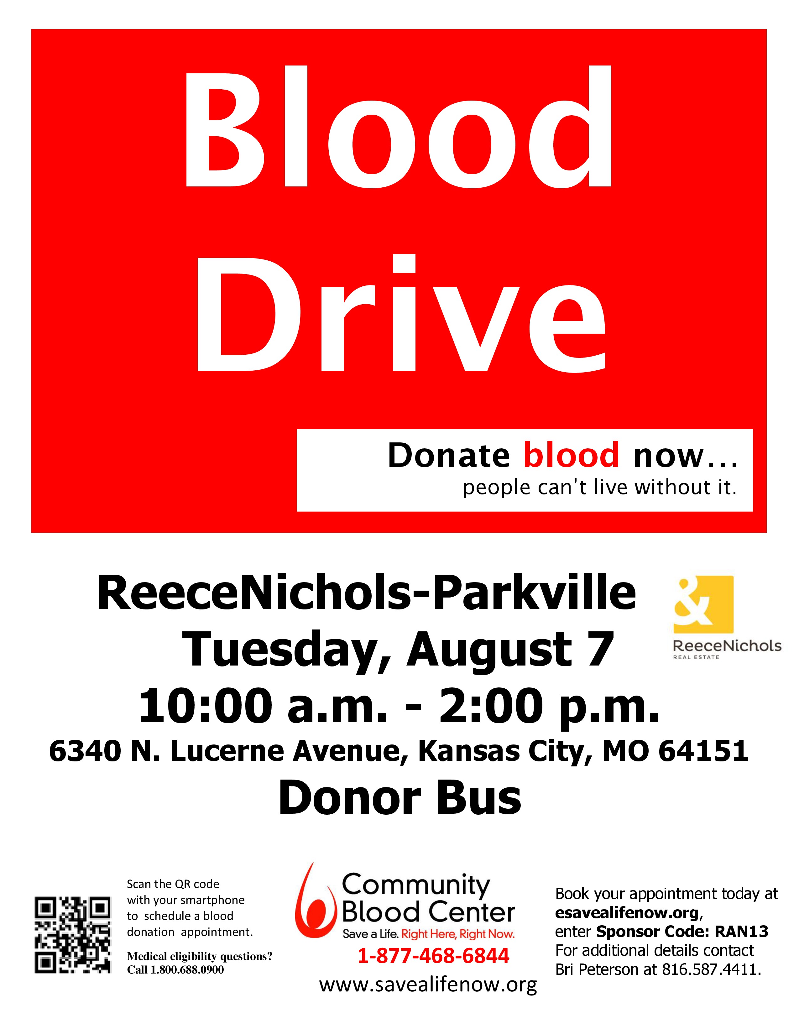 Blood Drive on August 7th