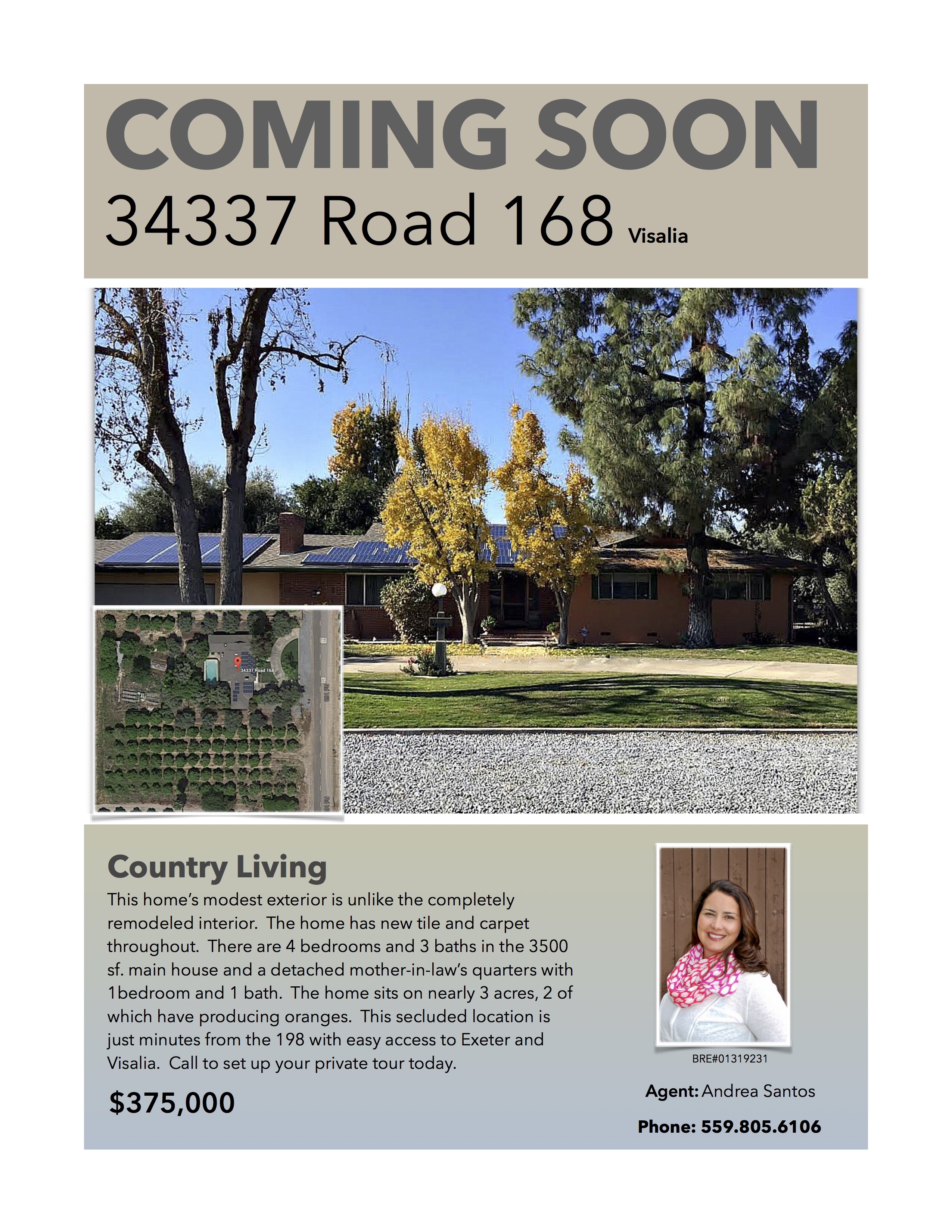 Coming soon! Visalia Country Property